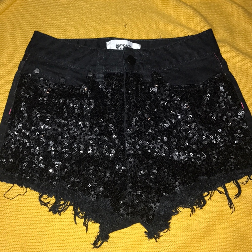 Victoria's Secret Pink Black High Waisted Shorts 0